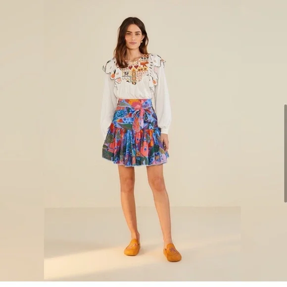 FARM Rio White Embroidered Fall Leaf white Blouse - Picture 4 of 5